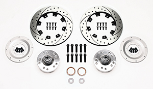 Wilwood Front Hub Kit (8 Bolt Rotor) Parts Laid Out - SRP Drilled & Slotted Rotor