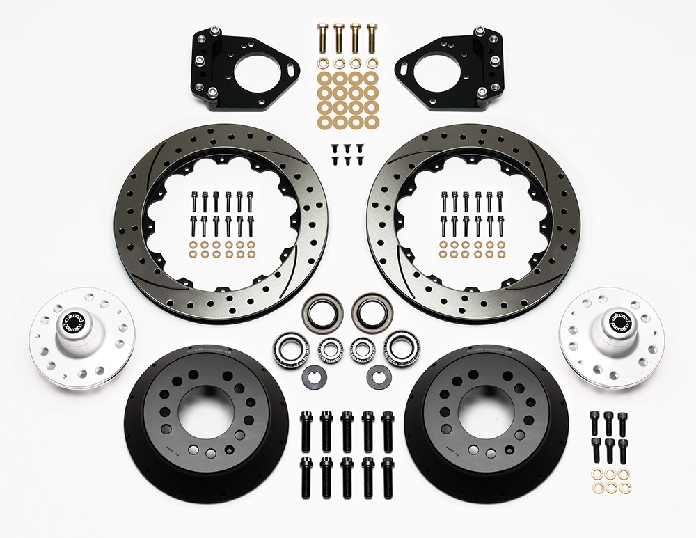 Wilwood Front Hub Kit (12 Bolt Rotor and Hat) Parts Laid Out - SRP Drilled & Slotted Rotor