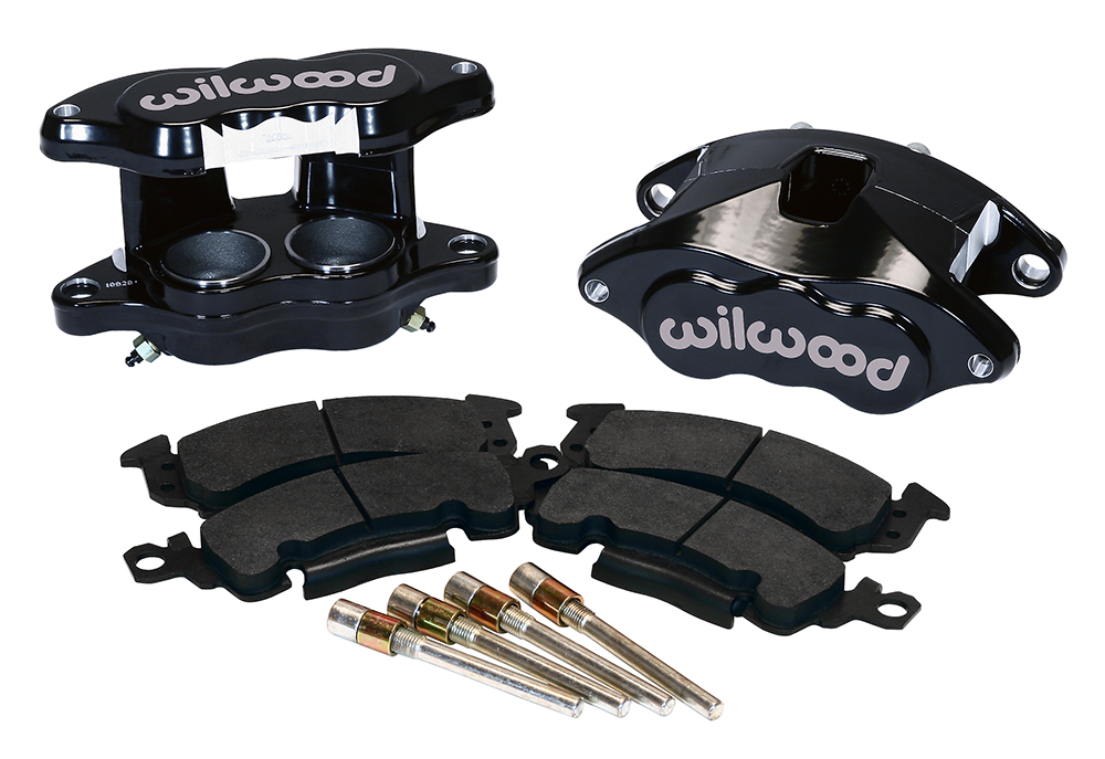 Wilwood D52 Front Caliper Kit Parts Laid Out - Black Powder Coat Caliper