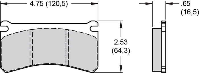 Pad Dimensions for the Forged XRS6R Radial Mount