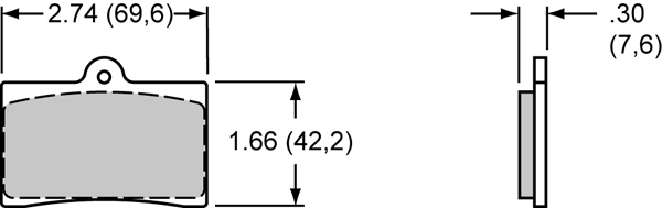 Pad Dimensions for the GP300 Motorcycle Front (1984-1999)