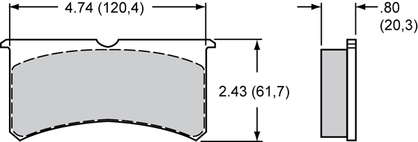 Pad Dimensions for the Billet Superlite 6 ST-W5 Radial Mount