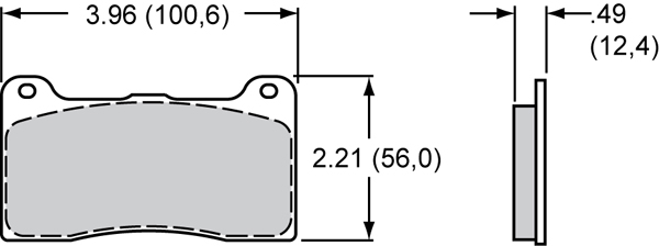 Pad Dimensions for the UTV6 Caliper