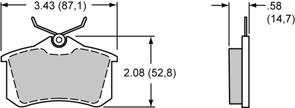 Pad Dimensions for the Combination Parking Brake