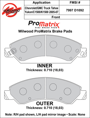 Brake Pad Plate #D1092