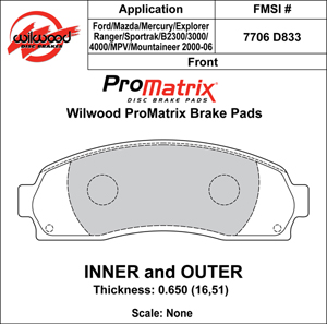 Wilwood Polymatrix BP-20 Brake Pads 150-9765K – Dynapro Single / DP Single Floating