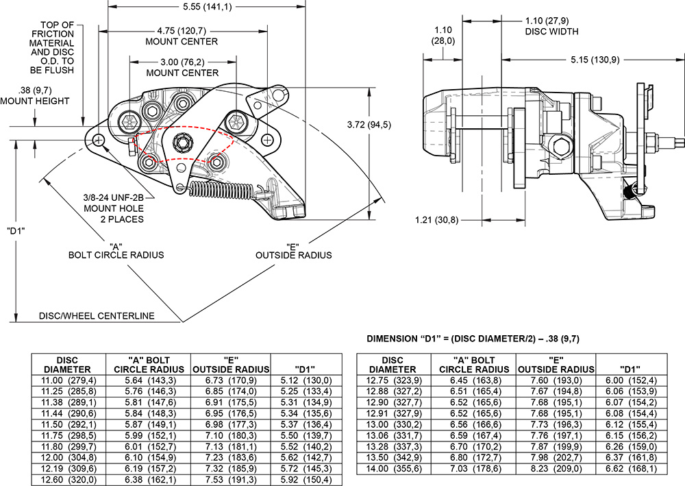 MC4 Mechanical Caliper Drawing