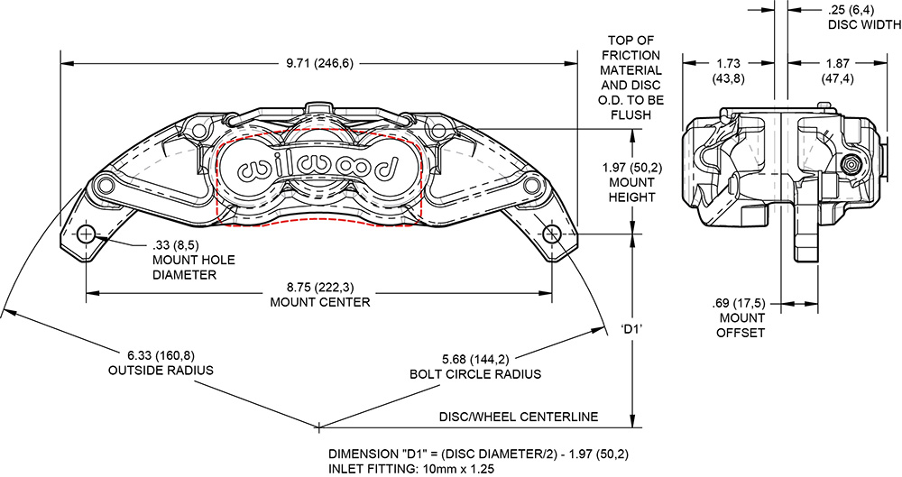 UTV6 Caliper Caliper Drawing