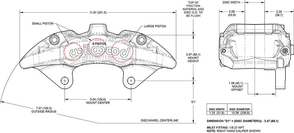 AeroDM Lug Mount Caliper Drawing