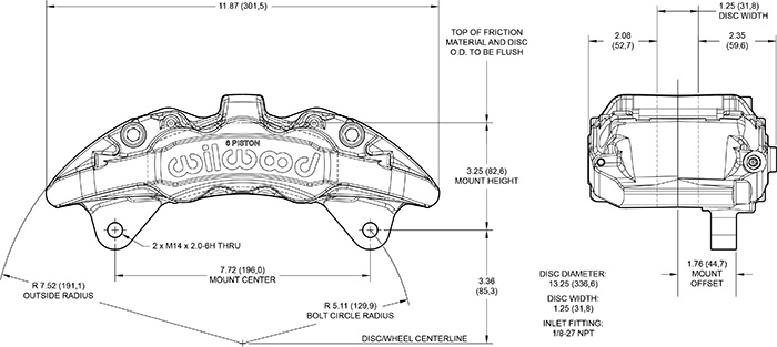 Dimensions for the AeroDM Lug Mount