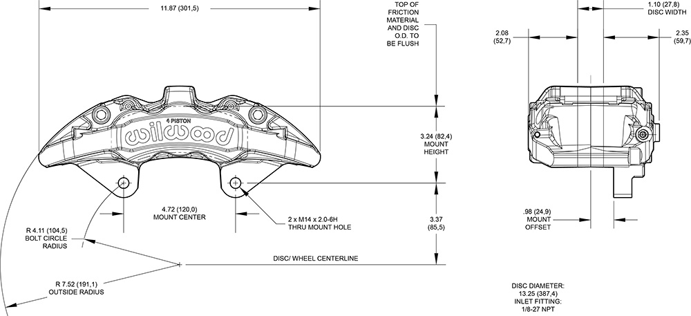 Dimensions for the AeroDM Lug Mount
