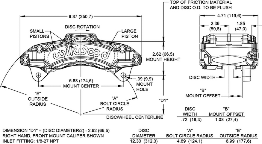 AT6 Lug Mount Caliper Drawing