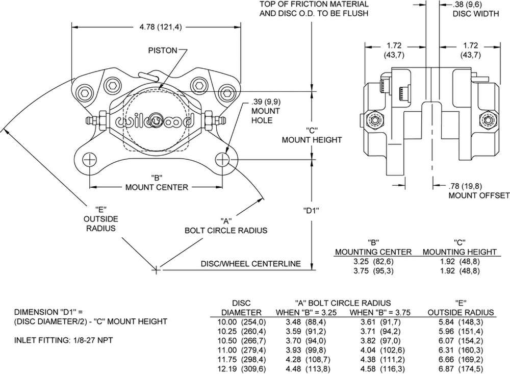 Dimensions for the Billet Dynalite Single