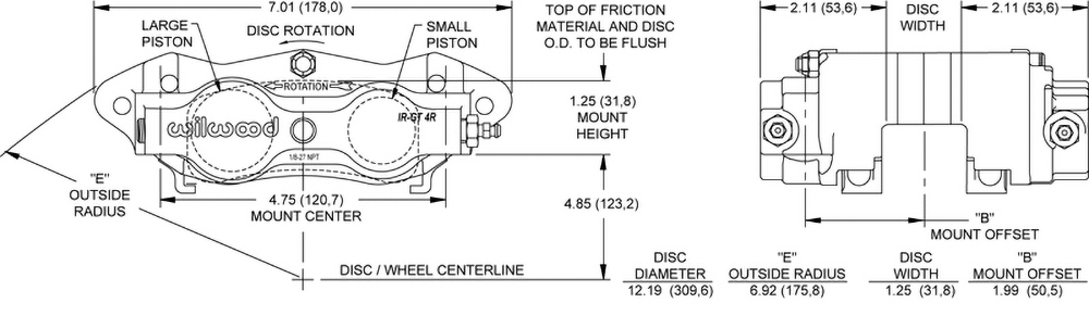 Dimensions for the Billet IR-GT