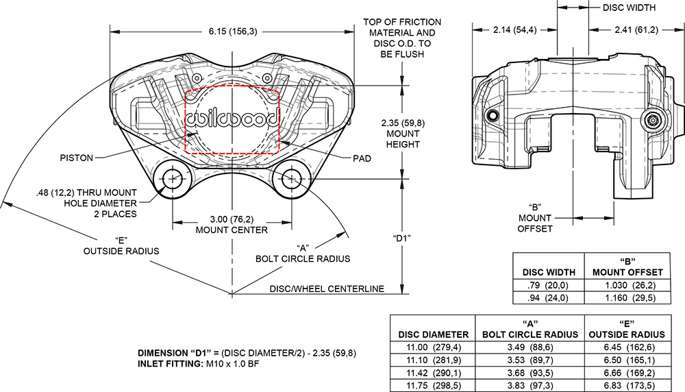 D31 Porsche Front Dual Piston Caliper Caliper Drawing