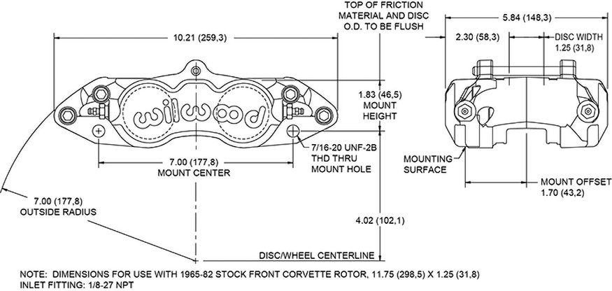 D8-4 Caliper Front Caliper Drawing