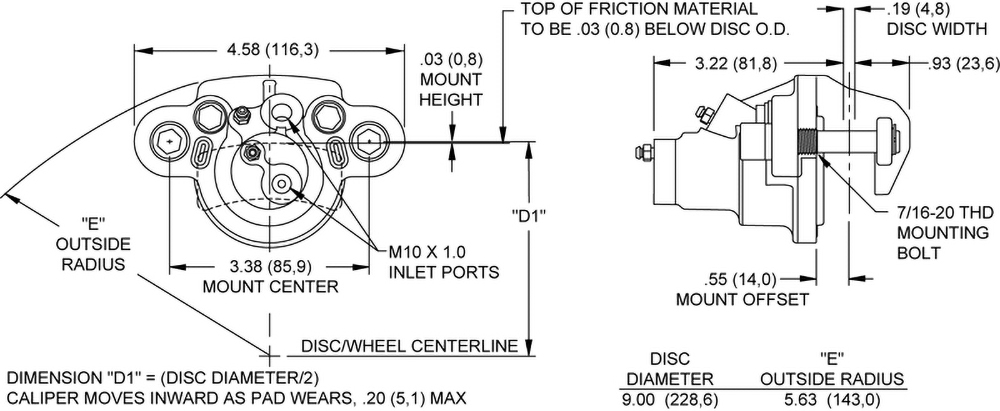 DH4 Dual Hydraulic Caliper Drawing