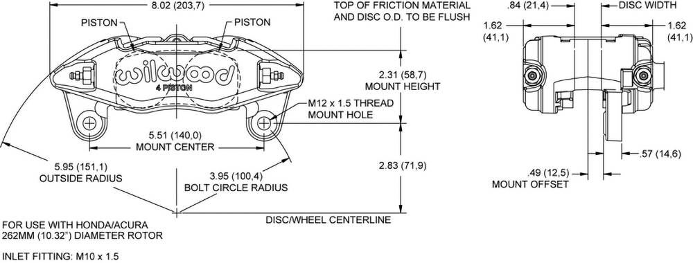 Forged DPHA Caliper Drawing