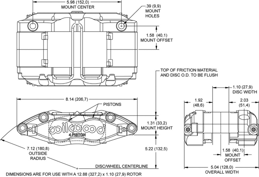 Dimensions for the Dynapro-13 Radial Mount