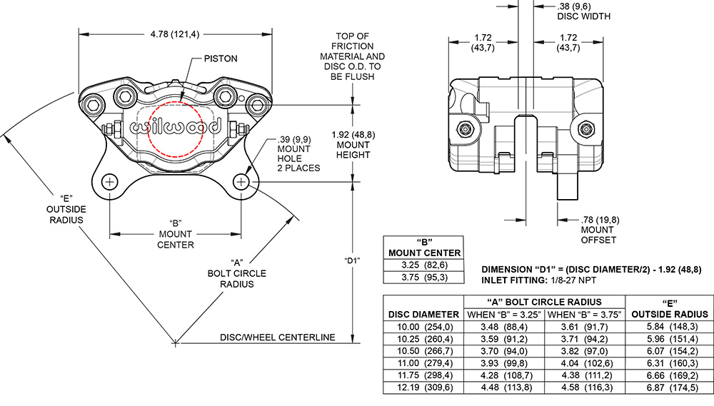 Dimensions for the Dynapro Single Polished