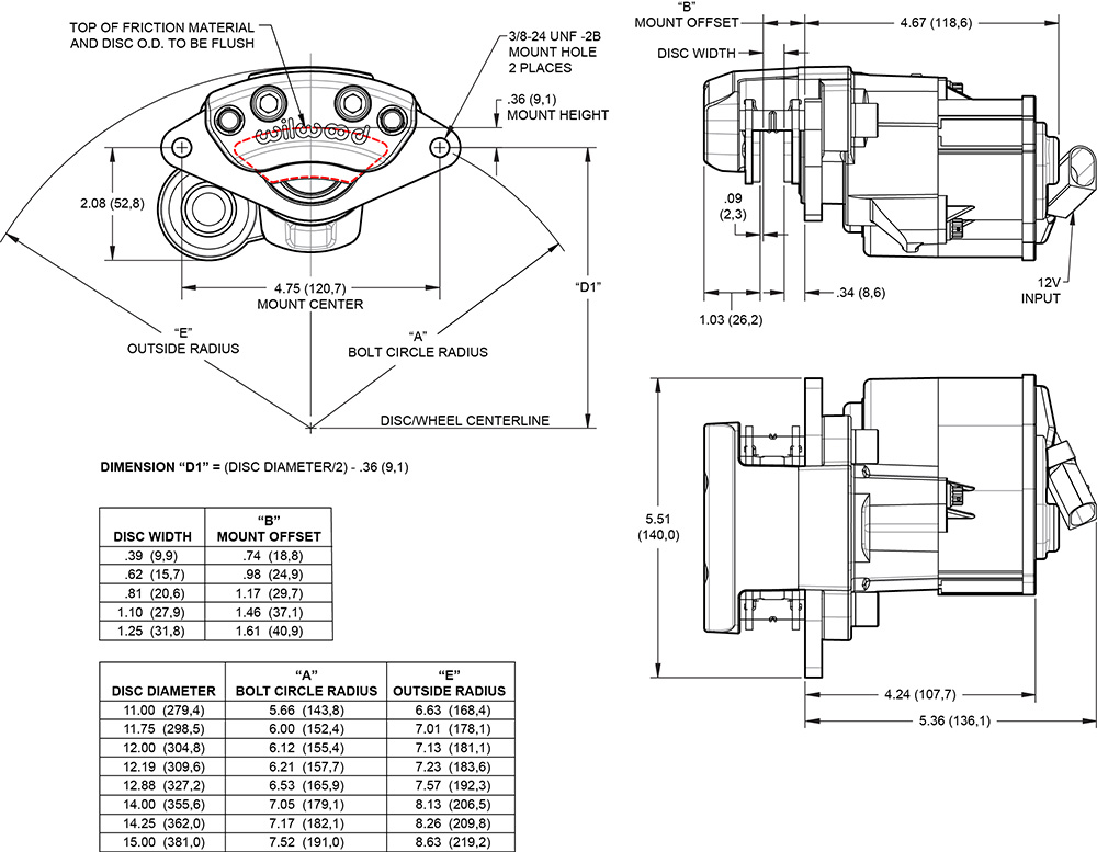 Electric Parking Brake Caliper Drawing