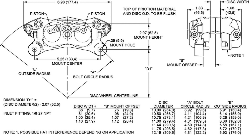 Forged Dynalite Internal-Dust Seal Caliper Drawing