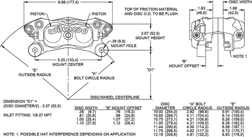 Dimensions for the Forged Dynalite Internal