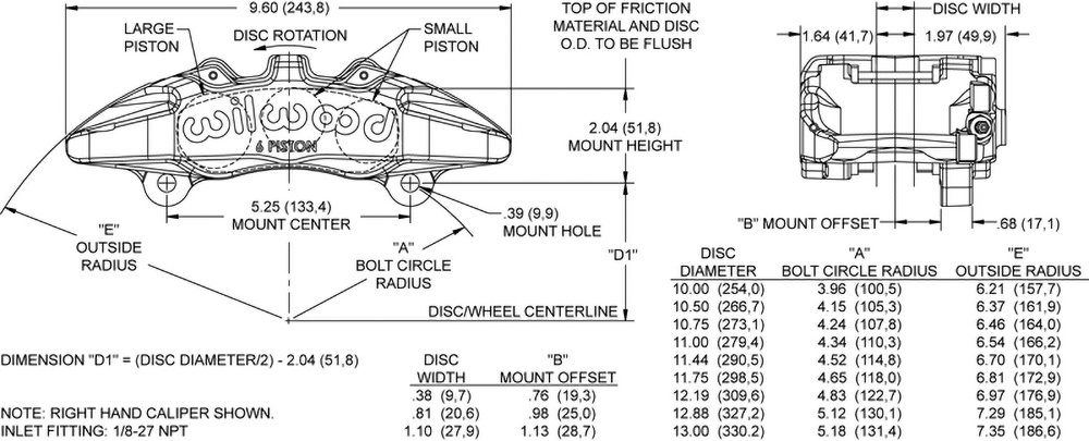 Forged Dynapro 6A Lug Mount Caliper Drawing