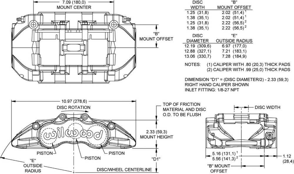 Grand National GN6R Caliper Drawing