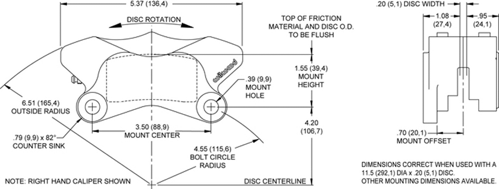 GP310 Motorcycle Rear (1984-UP) Caliper Drawing