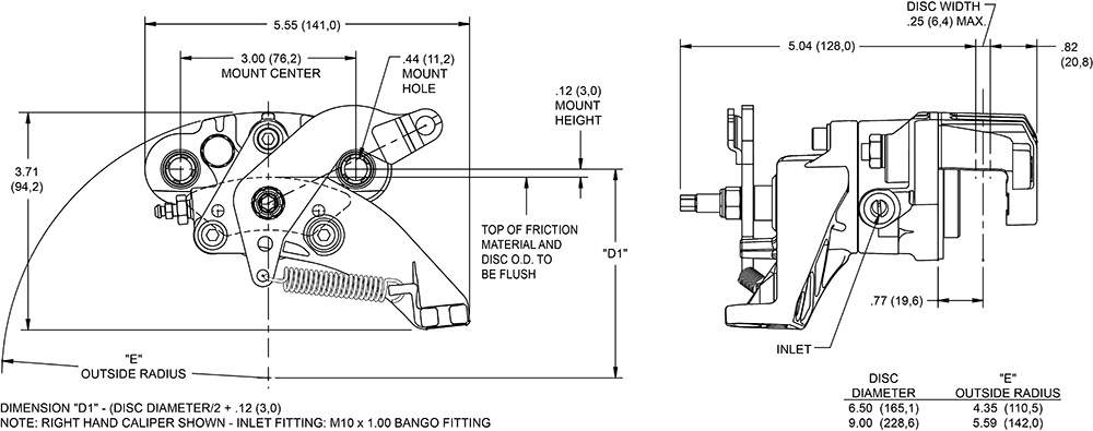 HM4 Hydra-Mechanical Caliper Drawing