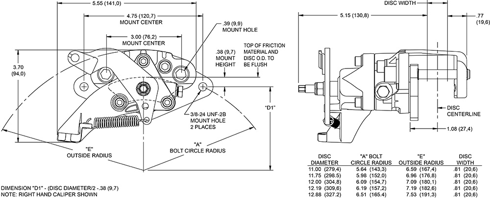 Dimensions for the MC4 Mechanical