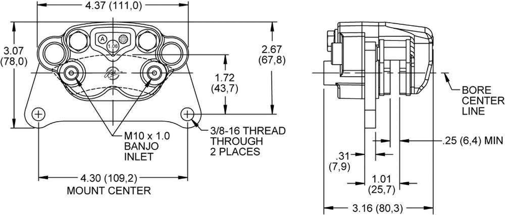 SC10 2 Piston Caliper Drawing