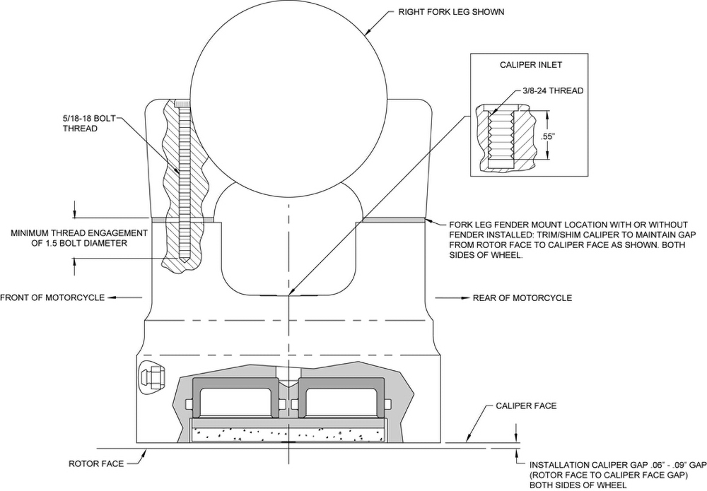 Dimensions for the Stealth Motorcycle Caliper