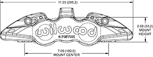 Dimensions for the Aero4-DS Radial Mount