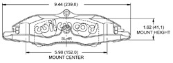 Dimensions for the Billet Superlite 4R Radial Mount-ST