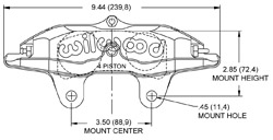 Dimensions for the Billet Superlite 4 Lug Mount-ST