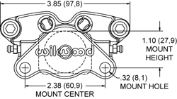 Dimensions for the GP200 Caliper