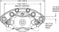 Dimensions for the D154-R Single Piston Floater