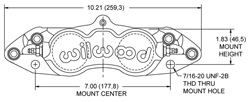 Dimensions for the D8-4 Caliper Front