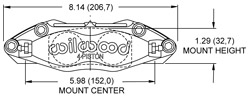 Dimensions for the Dynapro-13 Dust Seal Radial Mount