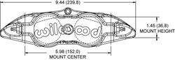 Dimensions for the Forged Narrow Superlite 4 Dust Seal Radial Mount