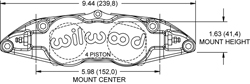 Dimensions for the Forged Superlite 4 Radial MT-Quick-Silver