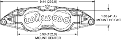 Dimensions for the Forged Superlite 4 Radial Mount