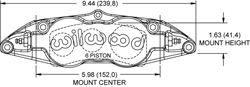 Dimensions for the Forged Superlite 6 Radial Mount