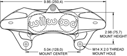 Dimensions for the SLC56 Caliper