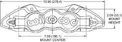 Dimensions for the W4A Radial Mount -Quick-Silver/ST