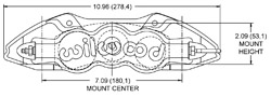 Dimensions for the W6A Radial Mount-Quick-Silver/ST