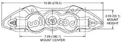 Dimensions for the W6A Radial Mount-Quick-Silver