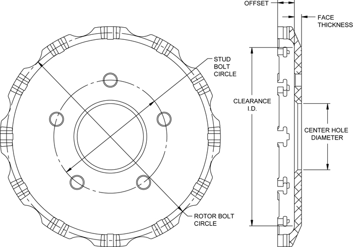 Big Brake Dynamic Hat - Short Offset Hat Drawing